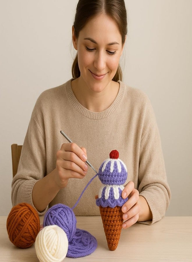 سوترا لعبة خشخيشة آيس كريم مصنوعة يدويًا من الكروشيه من سوترا | خشخيشة مخروطية ناعمة من الصوف بتقنية أميغورومي للأطفال الرضع والصغار | آمنة، قابلة للغسل، هدية مميزة لحفلات استقبال المولود | لعبة ناعمة مصنوعة يدويًا 100% للأطفال - Image 5